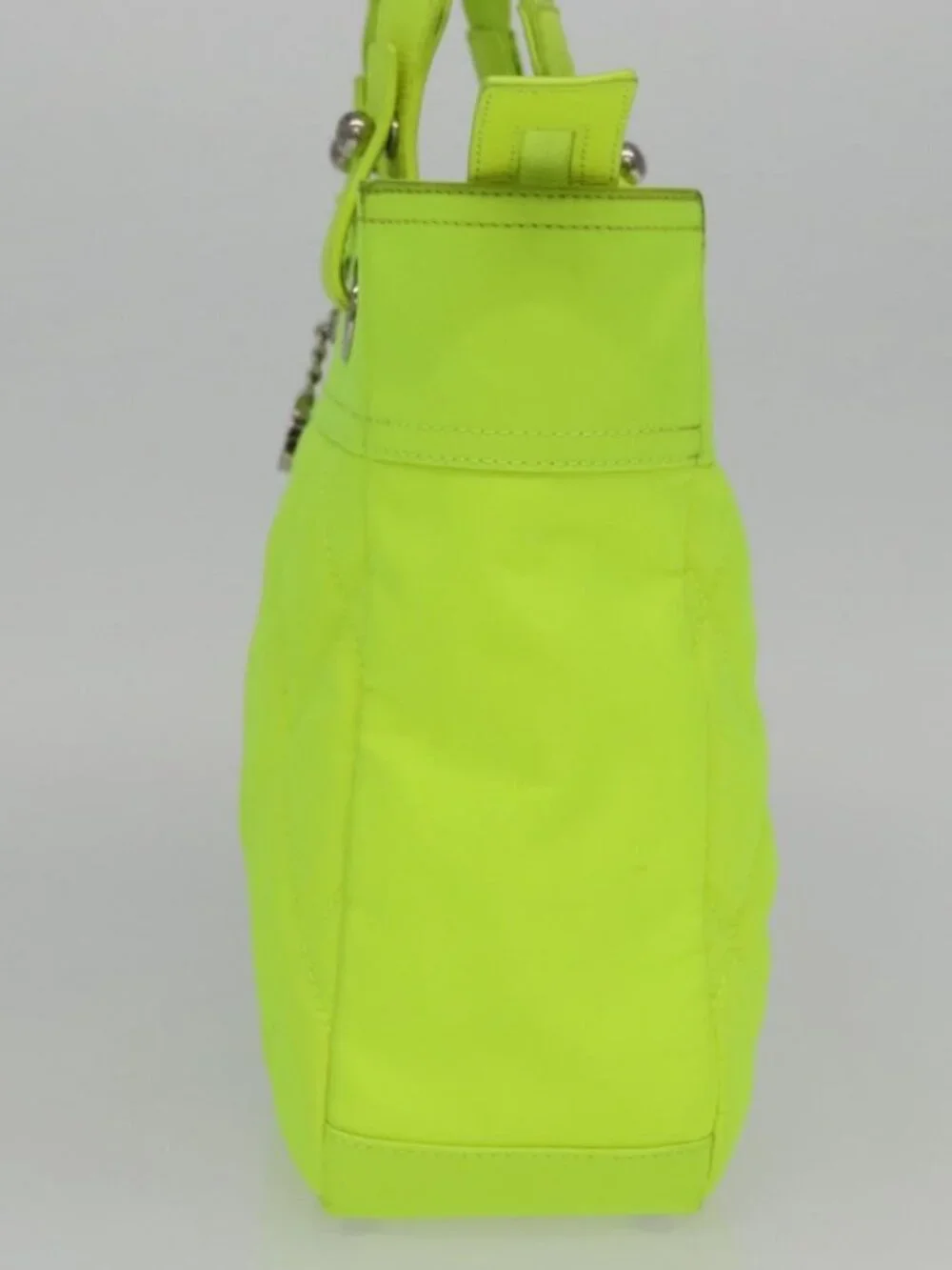 CHANEL Paris Biarritz Tote PM Tote Bag Canvas Green Neon Green CC Auth BSZ633